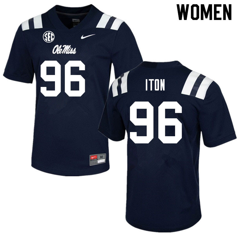 Isaiah Iton Ole Miss Rebels NCAA Women's Navy #96 Stitched Limited College Football Jersey ZWL8758ZY